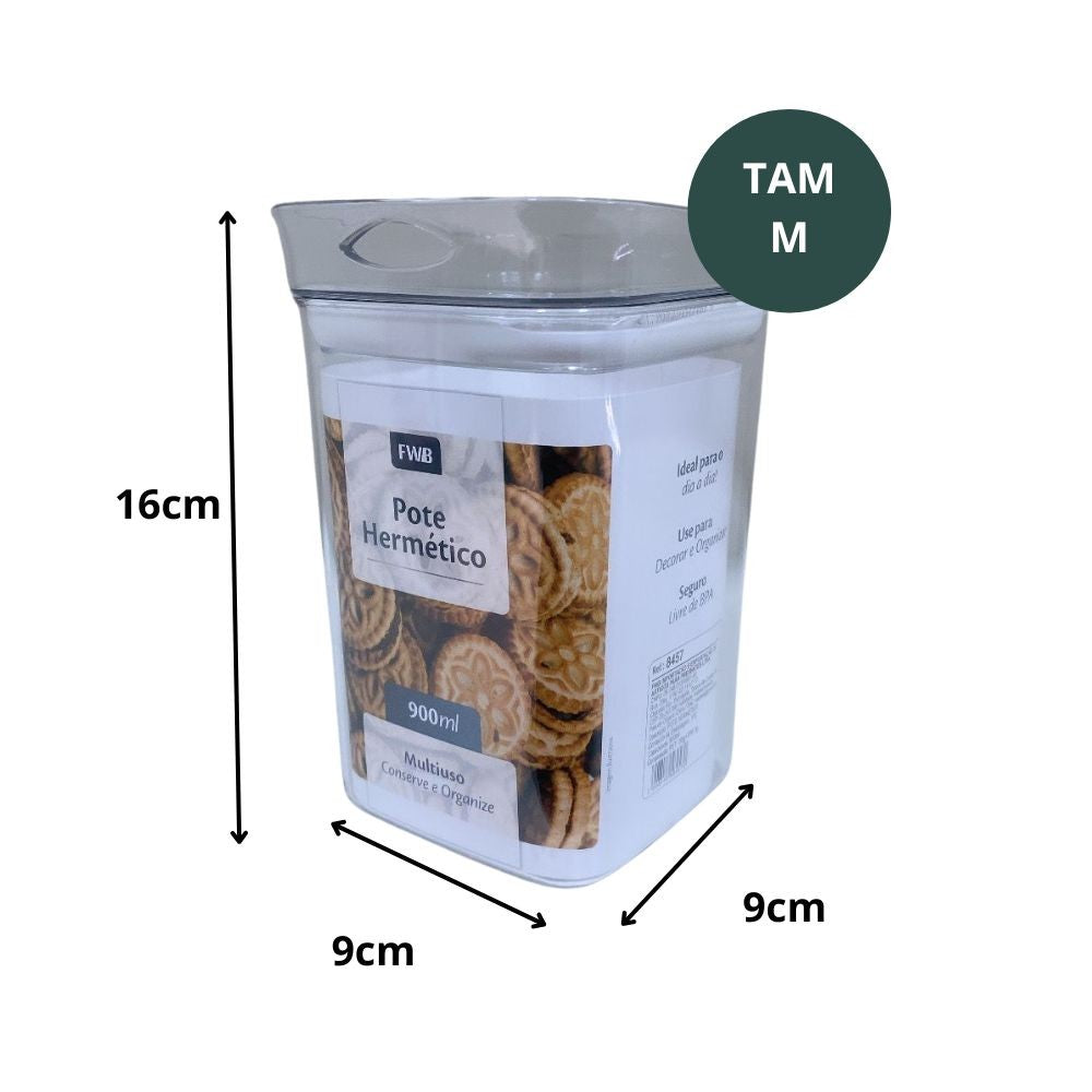 Kit com 3 Potes Herméticos Empilháveis — 500 ml, 900 ml e 1,2 L